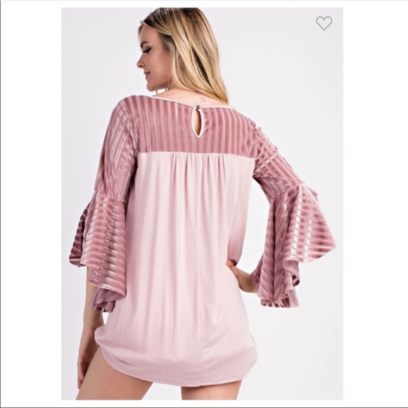 💖Beautiful ShadowVelvet Bell Sleeve Top 1- L left - Picture 5 of 8